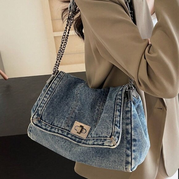 Blue Casual Women's Shoulder Minimalist Crossbody Large - Picture 2 of 10